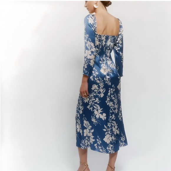 Reformation Gloriana 100% Silk Dress Long-Sleeve Floral Print Wrap Skirt | 2 - Picture 6 of 16